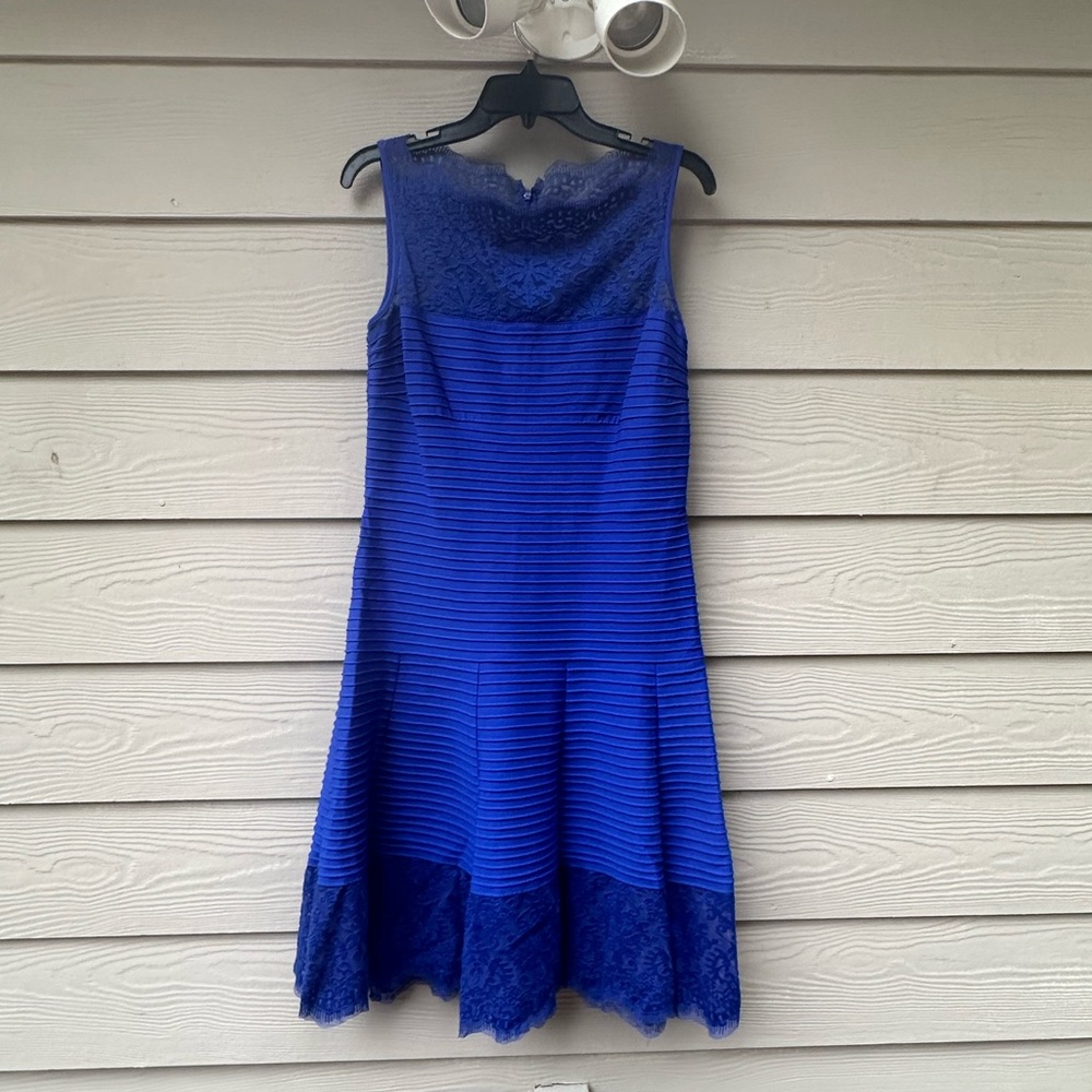 Tadashi Shoji Royal Blue Detailed Cocktail Dress - Picture 4 of 12